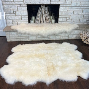 Sextuple Pelt Sheepskin Rug Large Natural White
