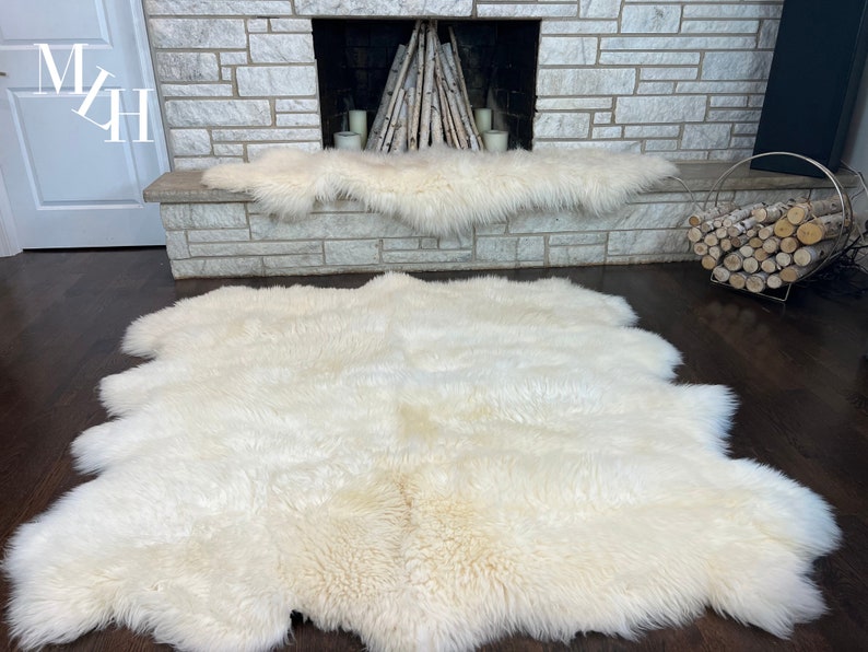 Sheepskin Rug Large Pelt Natural White