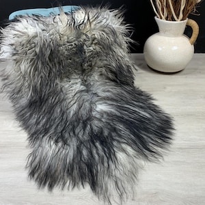 Icelandic Curly Sheepskin Rug - Natural Silver Gray Sheepskin Color Luxurious Rug for Home Decor and Crafts