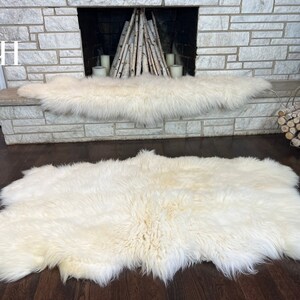Quadruple Pelt Sheepskin Rug Large Natural White