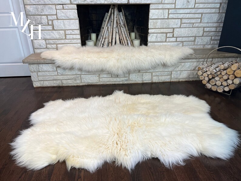 Quadruple Pelt Sheepskin Rug Large Natural White