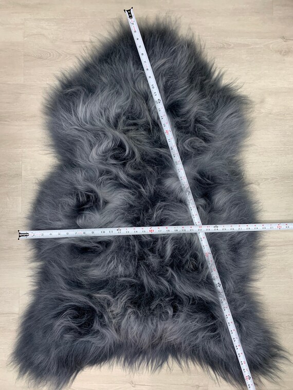 Floor & Rugs Long Wool Icelandic Sheepskin Rug Real Genuine Pelt Dyed Gray Graphite Home Decor