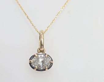 14K Yellow Gold Gregorian-Style Six-Prong GIA Certified Natural Oval Diamond Solitaire Necklace – 1.01 CTW
