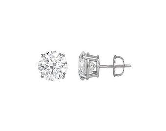 14K White Gold Lab Grown Diamond Stud Earrings | 2.00ctw EF VS Clarity Basket Setting