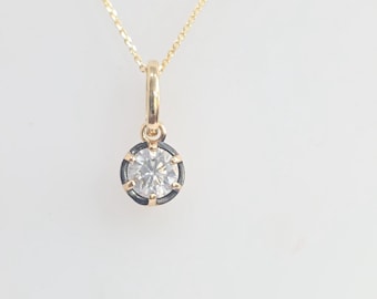 14K Yellow Gold Gregorian-Style Six-Prong Natural Diamond Solitaire Necklace – 1.00 CTW