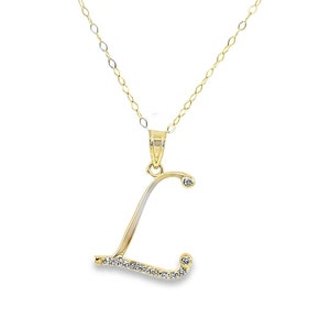 Colgante de collar con inicial " L " de diamante real cultivado en laboratorio