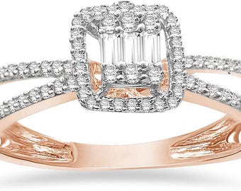 10KT Rose Gold Diamond Cluster Engagement Ring – 0.33 CTW