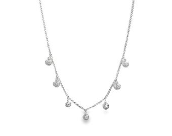18K Gold 7-Station Heart Shape Cluster Diamond Necklace – 0.50 CTW (18 Inch)