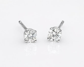 0.12 CTW Natural Diamond Stud Earrings in 14K White Gold – G/H SI1-SI2 – Classic Push Back Diamond Earrings