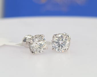 14Kt White Gold 2.20CTW Hidden Halo Lab Grown Diamond Stud Earrings | Certified EVVS2