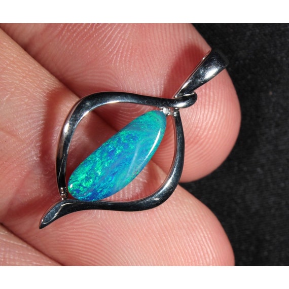 Vibrant Boulder Opal Doublet mounted in a Sterlin… - image 1