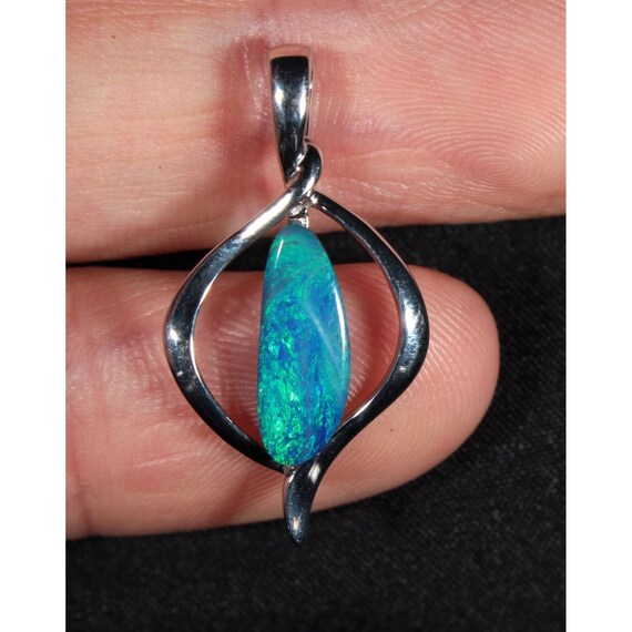 Vibrant Boulder Opal Doublet mounted in a Sterlin… - image 4