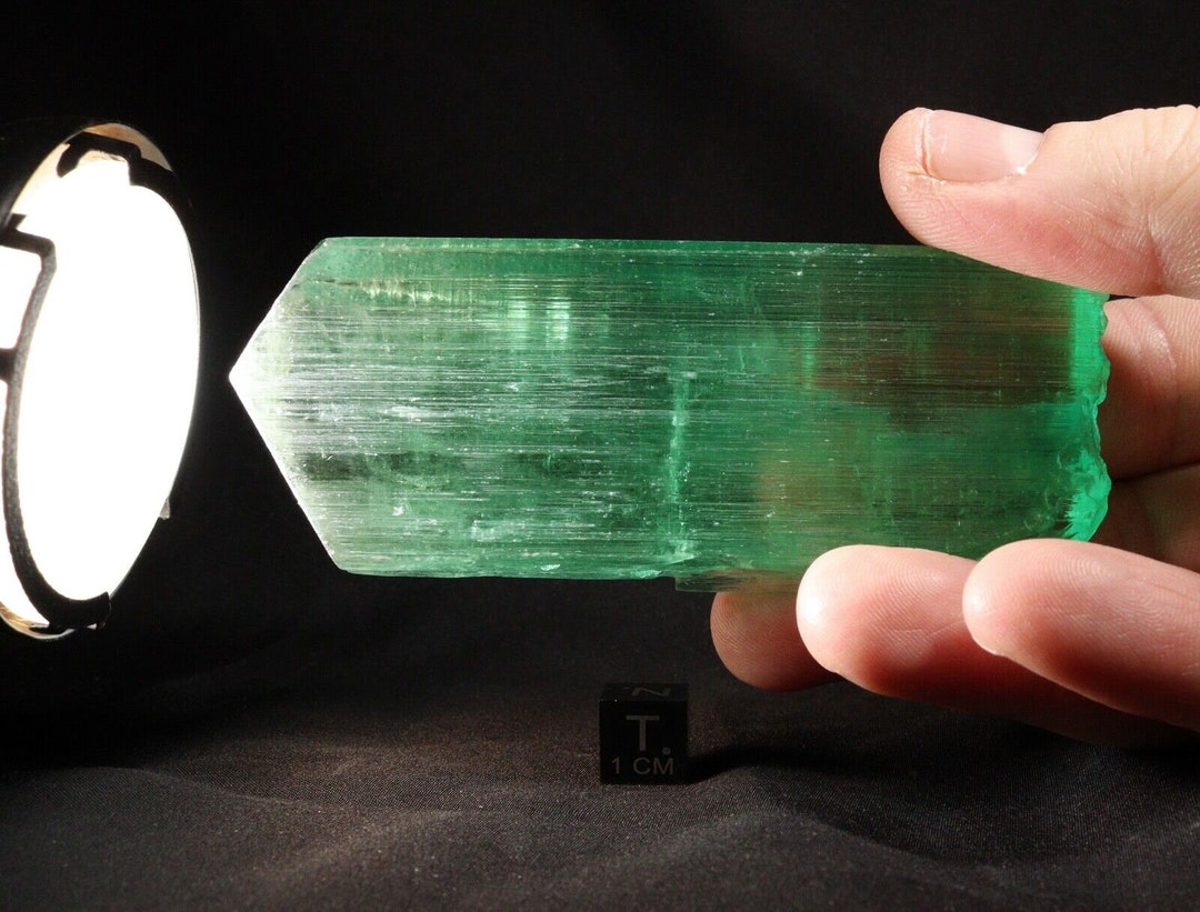 アフガニスタン産 9.7 cm 天然グリーンスポジュメン結晶 - 122 グラム