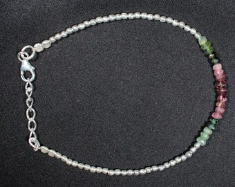Multi-color Tourmaline Bead Bracelet from Brazil - 8 inch adjustable to 7 inches