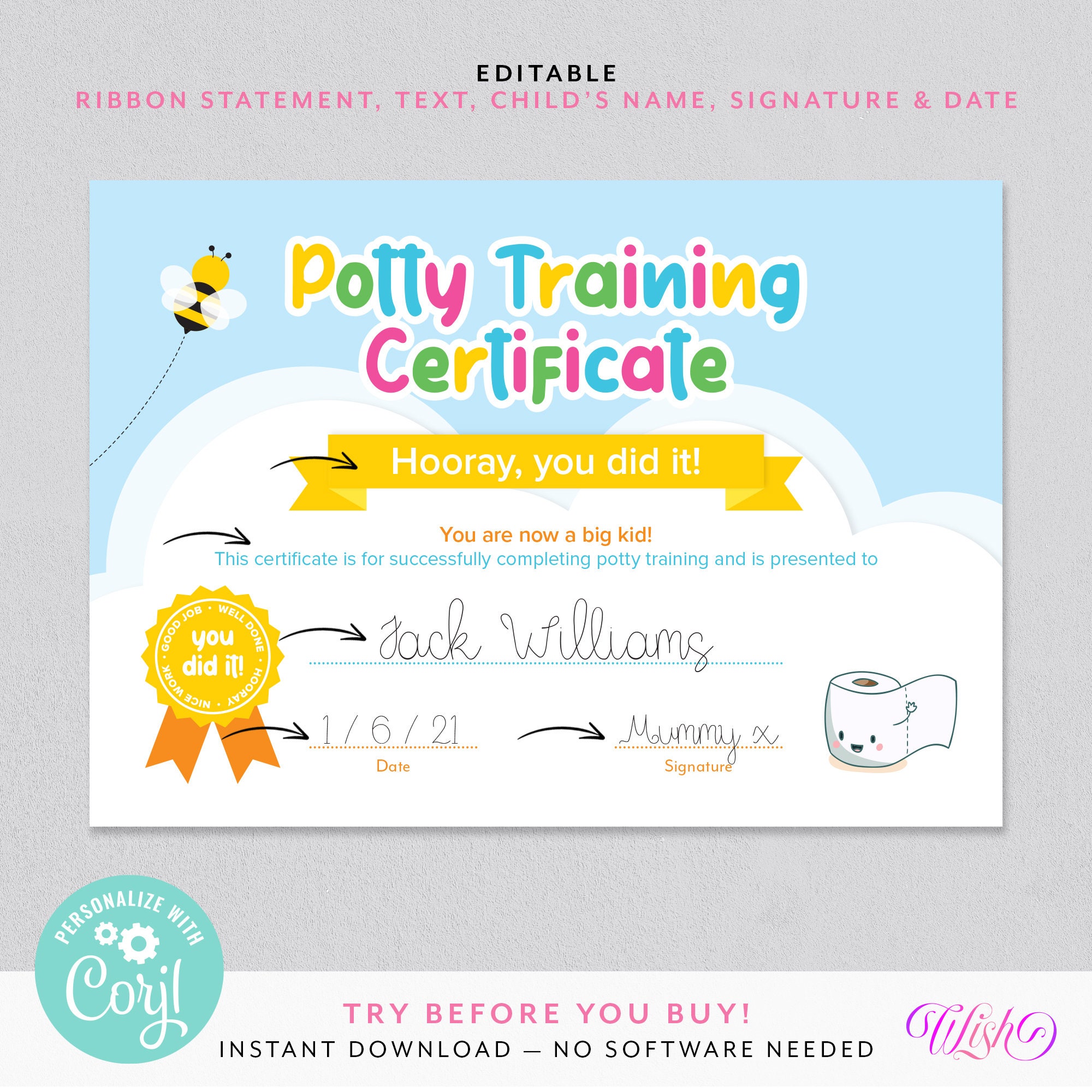 Printable Potty Training Certificate Toilet Training Reward Etsy Canada Printable Potty Training Certificate Toilet Training Reward Etsy Canada