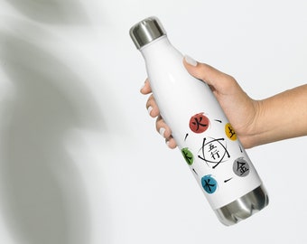 Qigong Stainless Steel Water Bottle - Five Element Theory Design