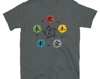 Grey Qigong T-shirt - Five Element Theory Short-Sleeve Unisex Tee