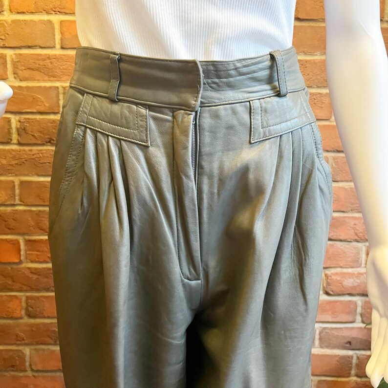 Debbie Shuchat Grey Leather Tapered Pant 8 - Etsy