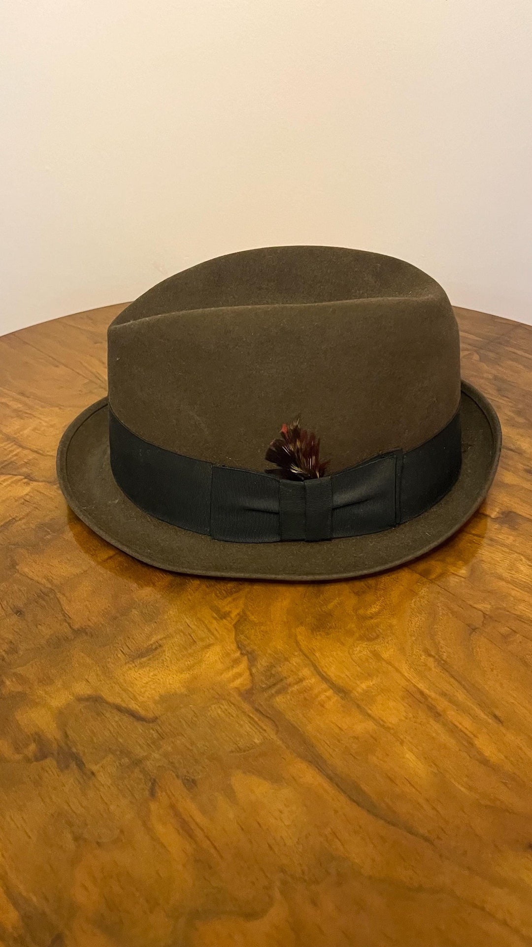 Chapeau Fedora Vintage Knox - Taille 7 1/4, Marron, Style Rétro Années 50