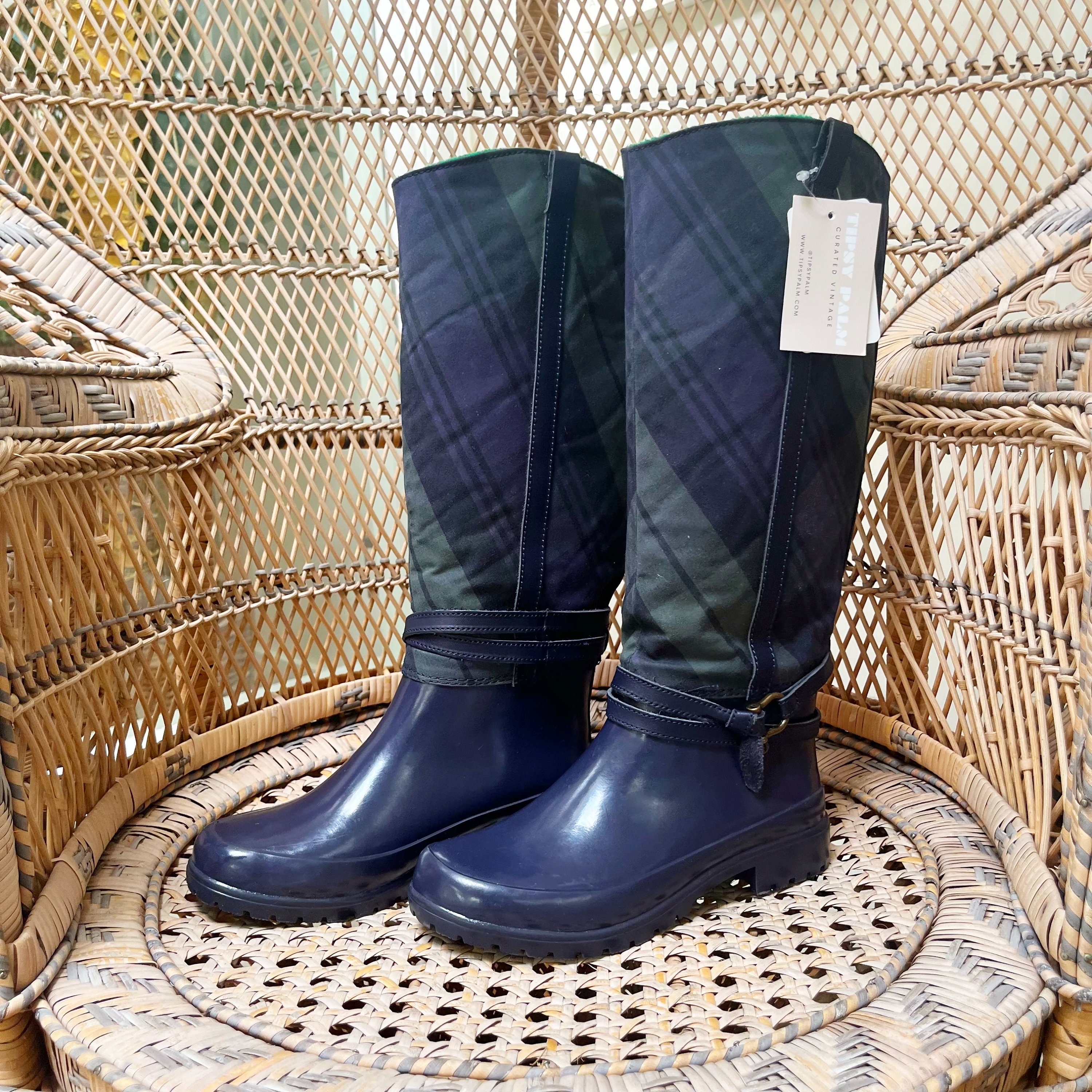 Sperry Topsider Insulated Lined Plaid Tartan Rubber Boots 6 Etsy