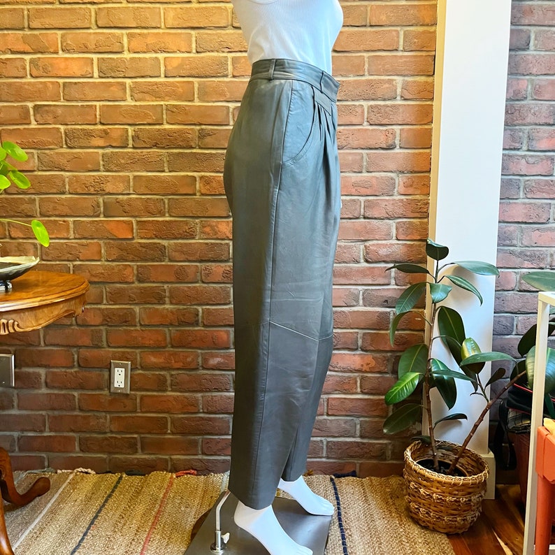 Debbie Shuchat Grey Leather Tapered Pant 8 - Etsy