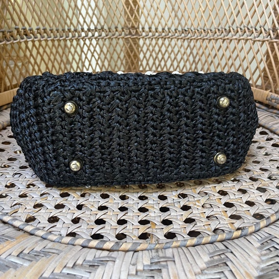 Stein Black Raffia Beaded Handbag 70s - image 6