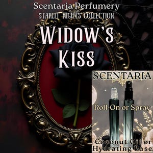 Widow&#39;s Kiss Artisan Perfume: Black Currant, Absinthe, Black Rose, Patchouli, Amber, Tonka - Vegan & Cruelty Free- Spray or Roll On  (10 ML)
