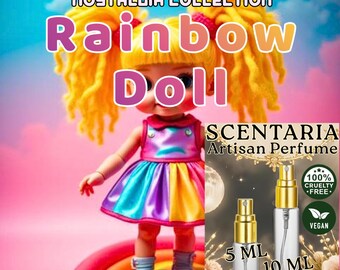 Rainbow Doll Perfume Spray: Nostalgic 80’s Bright Plush Doll - Vegan, Made-to-Order