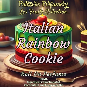 10 ML Italian Rainbow Cookie Perfume Oil- Strawberry, Sugar, Almond, Chocolate, Butter, Vanilla • Premium Artisan Scents • Made Fresh