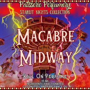10 ML Macabre Midway Perfume Oil- Raspberry, Bourbon, Smoke, Amber, Vanilla, Woods • Premium Artisan Scents • Made Fresh