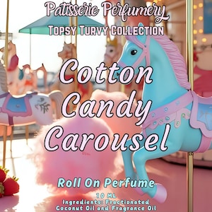 10 ML Cotton Candy Carousel Perfume Oil- Cotton Candy, Strawberry, Lemon, Peony, Vanilla, Musk • Premium Artisan Scents • Made Fresh