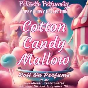 10 ML Cotton Candy Mallow Perfume Oil- Hybrid Scent With Mallow Crème & Cotton Candy- Cotton Candy, Marshmallow, Milk, Vanilla