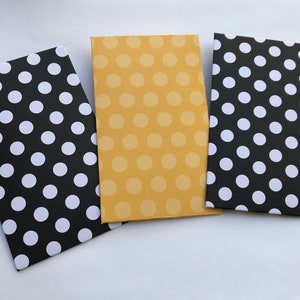 Polka Dot zwart en geel dagboek papieren zakken 3 pk gebruik voor zaden/cadeau kaarten/notities