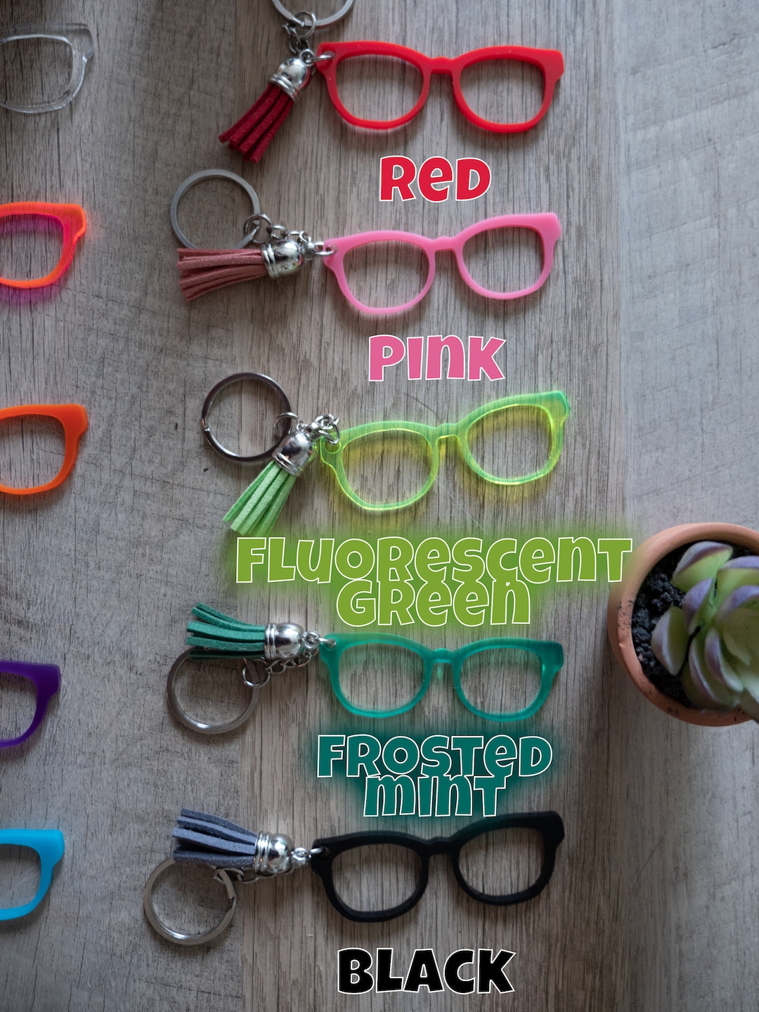 Eyeglass Keychain Acrylic Etsy