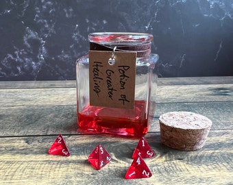 Potion of Greater Healing 4d4 + 4 Dungeons and Dragons DnD5E Red Mini Dice
