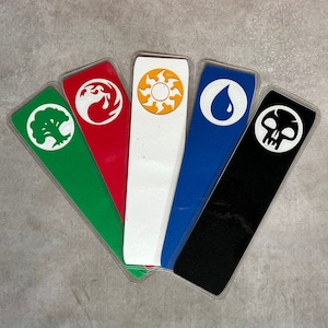 Set of 5 Magic the Gathering MTG Bookmarks Laminated Basic Lands
