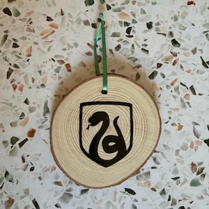 Wizard School Green Snake House Wood Circle Ornament