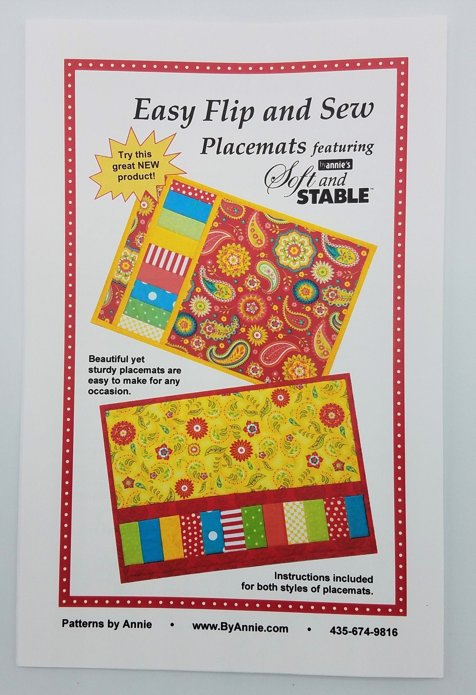 Sewing Pattern byannie Easy Flip and Sew Placemats Etsy
