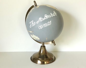 Globe Guestbook, Globe Guest Sign In, Custom Globe, Alternative Wedding Guestbook, Navy Blue Graduation Party Decoration Gift Idea