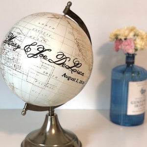 Globe Gästebuch, Globe Gast anmelden, benutzerdefinierte Globus, alternative Hochzeit Gästebuch, Jahrestag Geschenkidee, Kalligraphie Hochzeit Globus