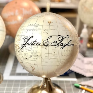 Globe Gästebuch, Globe Gast anmelden, benutzerdefinierte Globus, alternative Hochzeit Gästebuch, Jahrestag Geschenkidee, Kalligraphie Hochzeit Globus