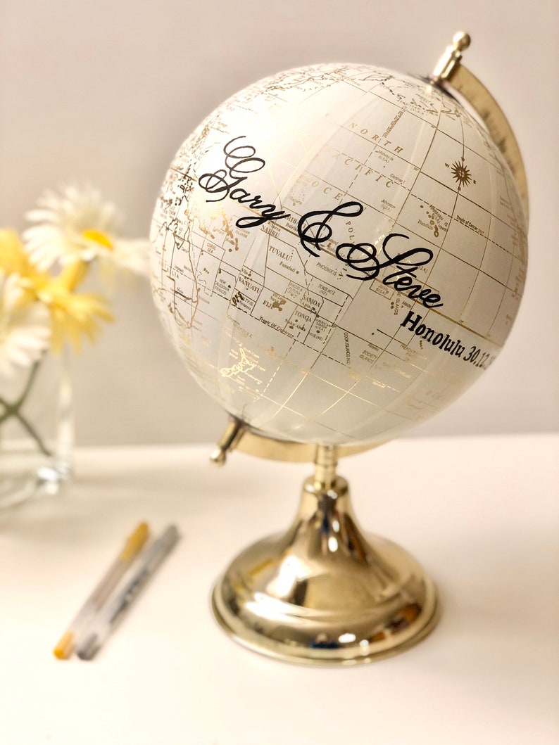 Globe Guest Book Globe Guest Sign In Custom Globe Etsy