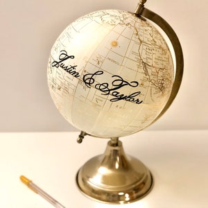 Globe Gästebuch, Globe Gast anmelden, benutzerdefinierte Globus, alternative Hochzeit Gästebuch, Jahrestag Geschenkidee, Kalligraphie Hochzeit Globus
