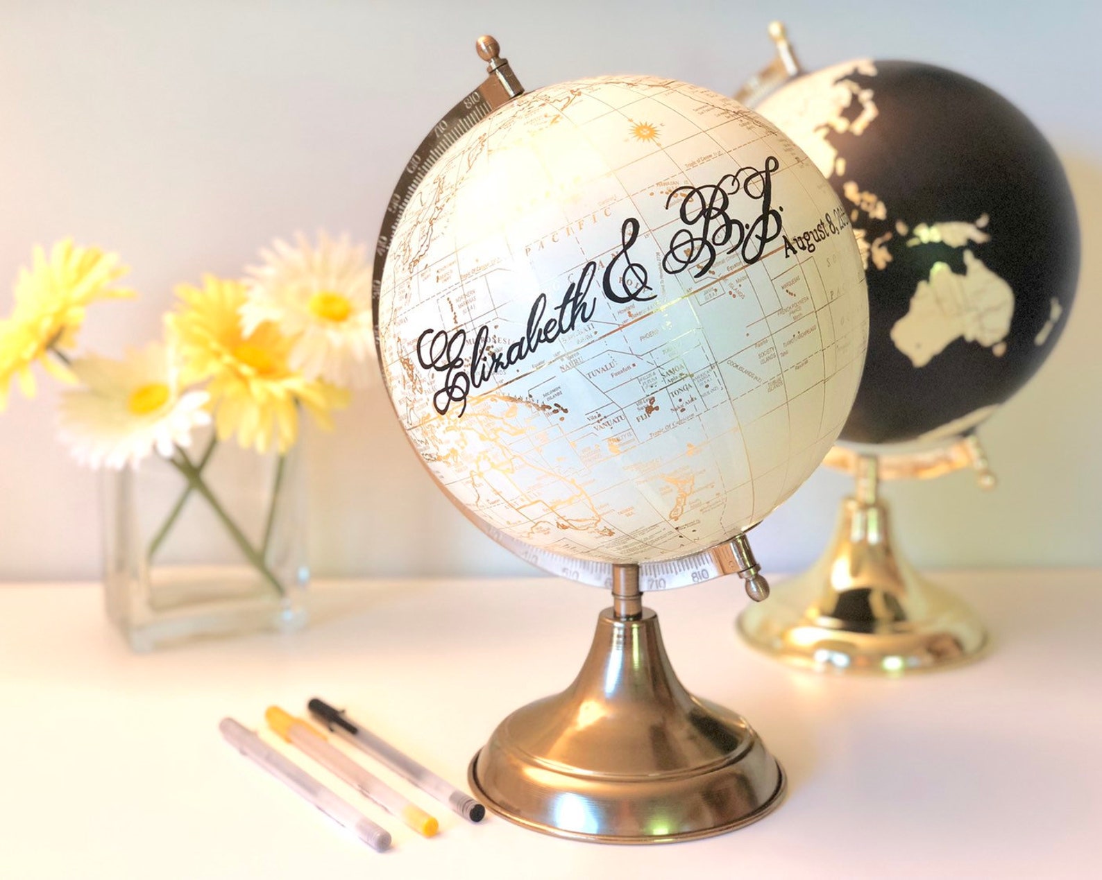 Globe Guest Book Globe Guest Sign In Custom Globe Etsy