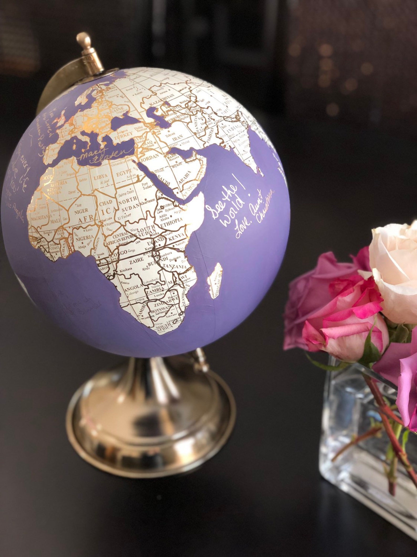 Globe Guest Book Globe Guest Sign In Custom Globe Etsy