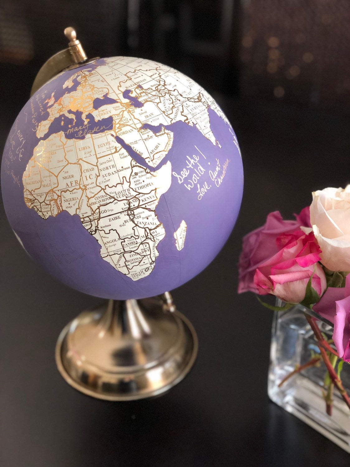 Baby Blue Globe Guest Book Globe Guest Sign In Custom Globe Etsy