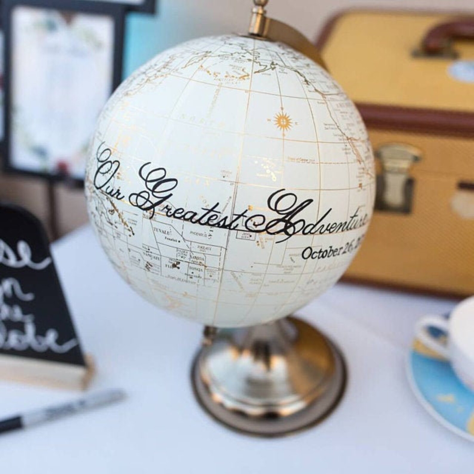Globe Guest Book Globe Guest Sign In Custom Globe Etsy