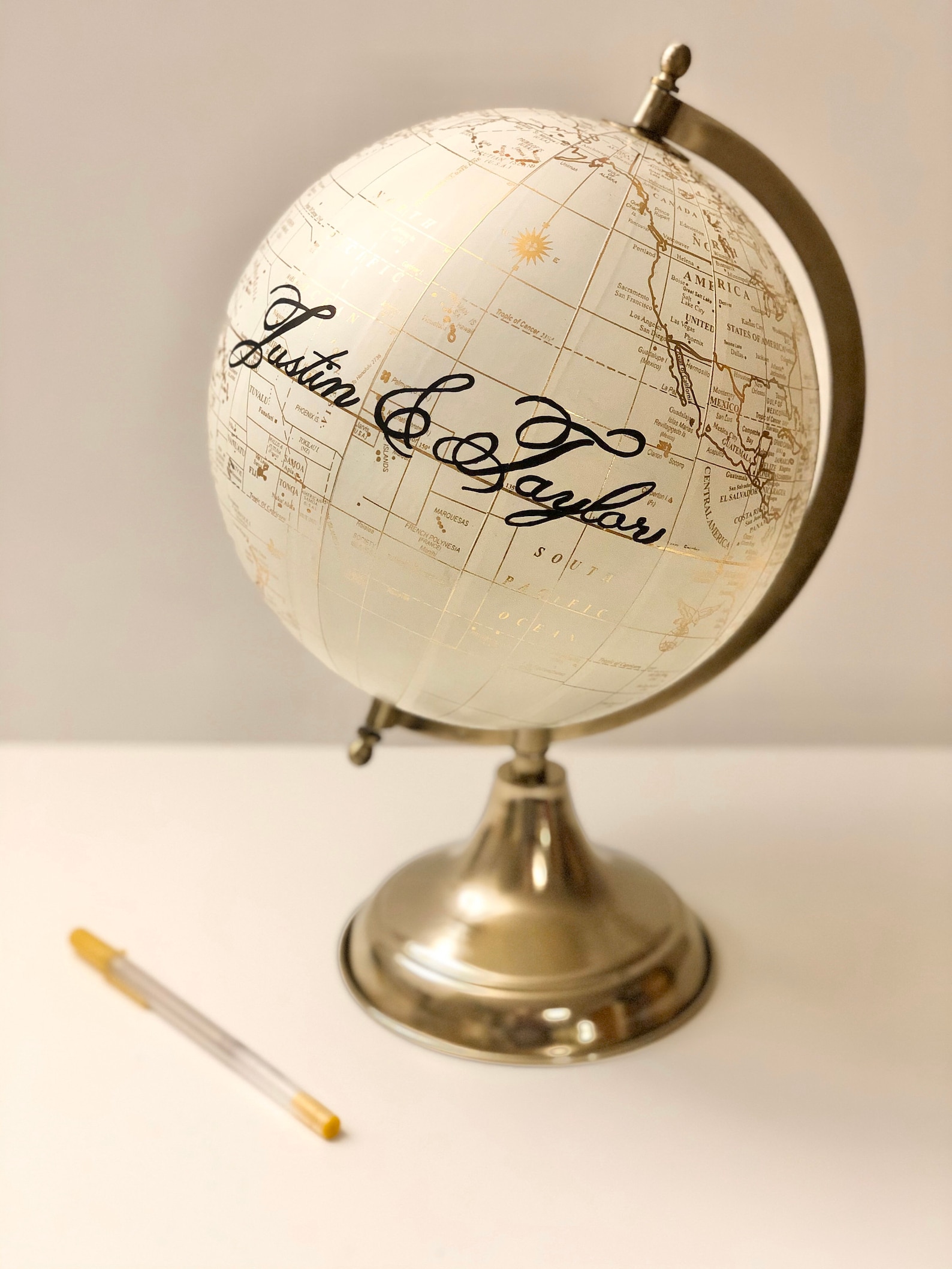 Globe Guest Book Globe Guest Sign In Custom Globe Etsy