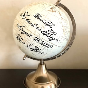 Globe Gästebuch, Globe Gast anmelden, benutzerdefinierte Globus, alternative Hochzeit Gästebuch, Jahrestag Geschenkidee, Kalligraphie Hochzeit Globus
