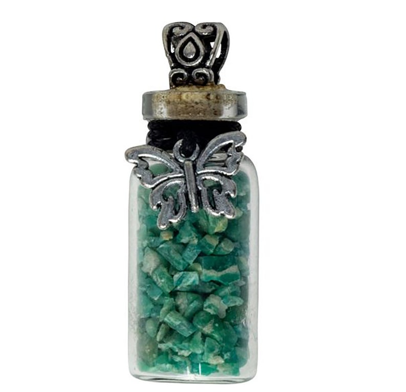 Gemstone Chipped Bottle Mini Jar Necklace Etsy